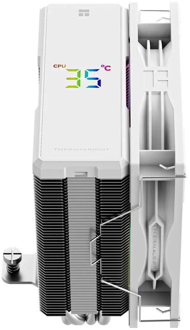 Alt view image 2 of 5 - Thermalright Assassin X 120R Digital ARGB White CPU Cooler, Digital Screen Top Cover, TL-P12W-S PWM Quiet Fan CPU Air Cooler, Computer Heatsink Cooling, Support AM4/AM5,Intel LGA1851/1700/115X/1200