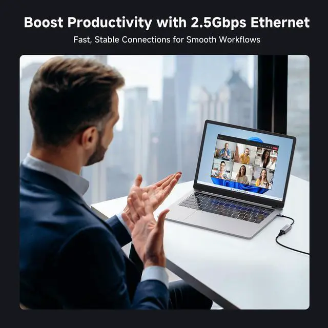 Alt view image 4 of 5 - Cable Matters USB C to 2.5Gb Ethernet Adapter, 2.5 Gigabit Network Speed, USB C to Ethernet Adapter Compatible with USB4, Thunderbolt 4/5, Plug & Play for MacBook, Laptop, and USBC Devices