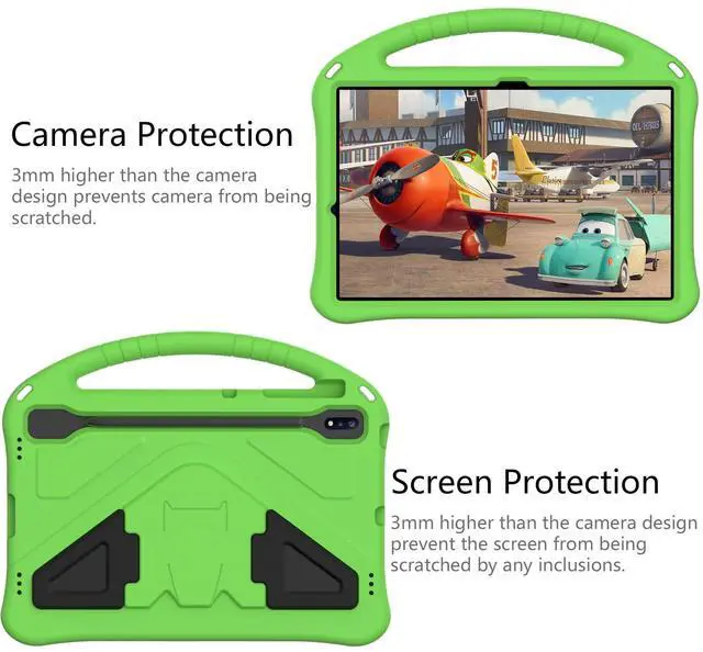 Alt view image 4 of 5 - Dteck Galaxy Tab S10/S9/S8 Ultra 14.6" Case - Lightweight Shockproof Rugged EVA Kids Case with Handle, Stand, Pencil Holder, Childproof - Green