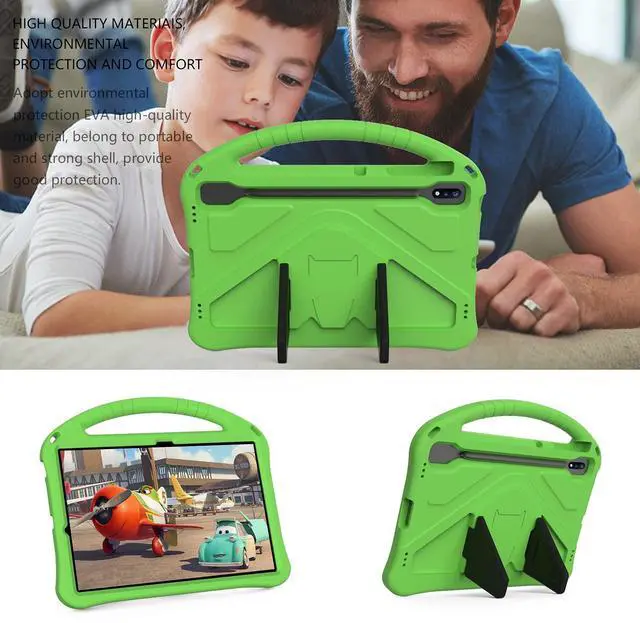 Alt view image 5 of 5 - Dteck Galaxy Tab S10/S9/S8 Ultra 14.6" Case - Lightweight Shockproof Rugged EVA Kids Case with Handle, Stand, Pencil Holder, Childproof - Green