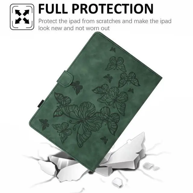 Alt view image 4 of 5 - Dteck Cute Butterfly Case for Fire 7 (9th/7th/5th Generation) Tablet 7" 2019/2017/2015 Released, PU Leather Protective Case with Auto Sleep Wake, Foldable Stand, Card Slots, Slim Folio Cover, Green