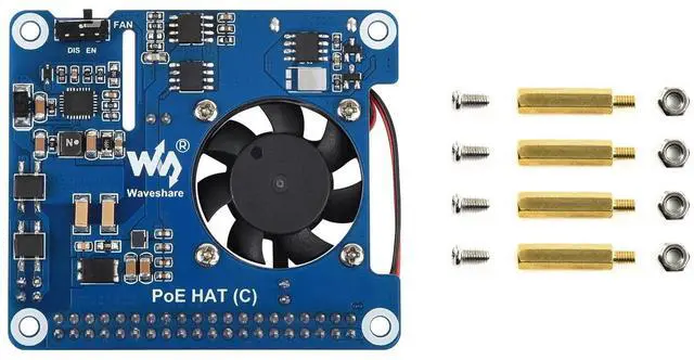 Main image of Waveshare POE HAT Type C, Compatible with Raspberry Pi 3B+/4B, 802.3af/at Power-Sourcing Equipment Required, 12V and 5V Power Outputs to Support More Peripherals