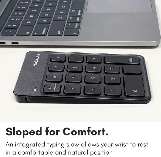 Alt view image 3 of 5 - Macally Wireless Number Pad | Numeric Keypad | Wireless 10 Key for Laptop PC Computer Notebook Surface Chrome (2.4G USB) Perfect for Data Entry Numpad Number Keyboard