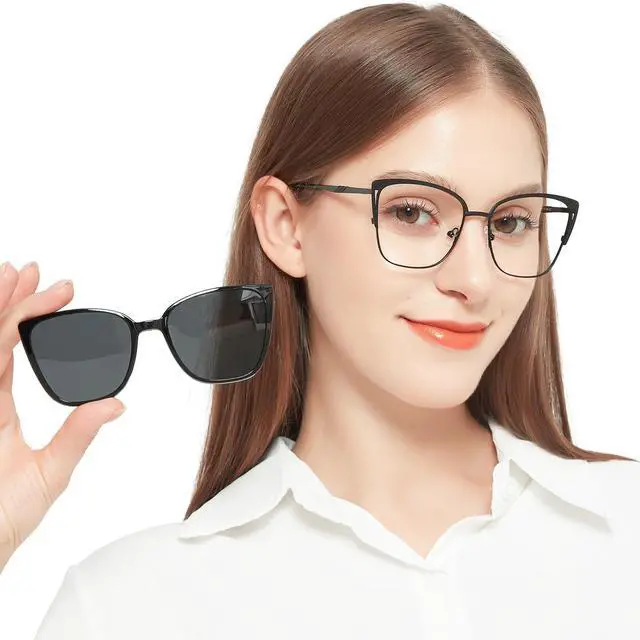 Main image of OCCI CHIARI UV Blue Light Glasses for Women Magnetic Polarized Sunglasses Cat Eye Black Eyeglasses