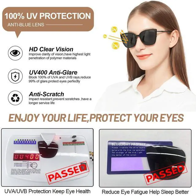 Alt view image 4 of 5 - OCCI CHIARI UV Blue Light Glasses for Women Magnetic Polarized Sunglasses Cat Eye Black Eyeglasses