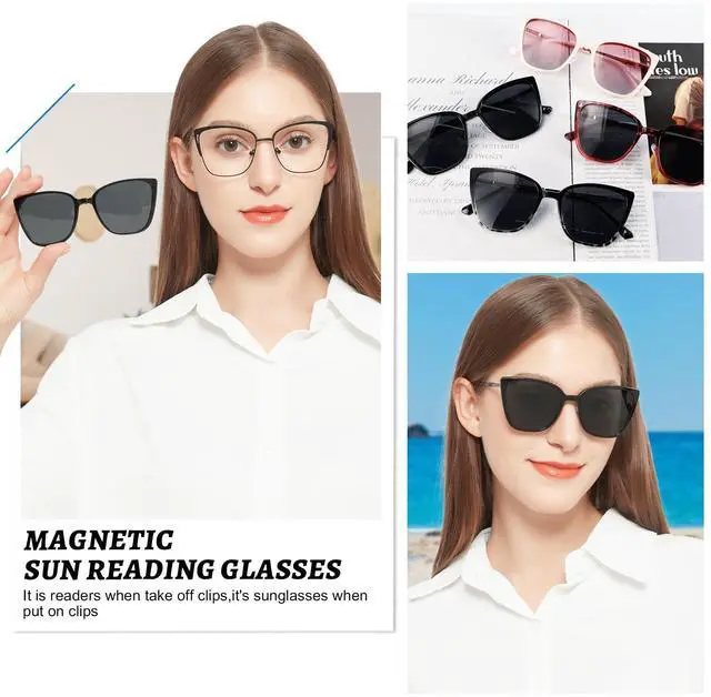 Alt view image 2 of 5 - OCCI CHIARI UV Blue Light Glasses for Women Magnetic Polarized Sunglasses Cat Eye Black Eyeglasses