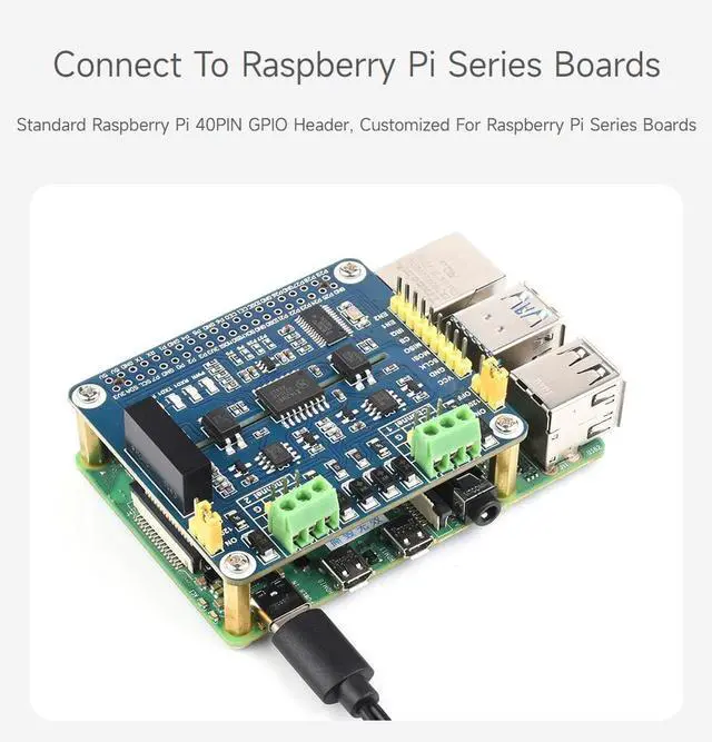 Alt view image 5 of 5 - Waveshare 2-Channel Isolated RS485 Expansion HAT, Compatible with Raspberry Pi 5/4B/3B/Zero/Zero W/Zero 2W/Pico/Pico W/Pico WH, SC16IS752+SP3485 Solution with Multi Onboard Protection Circuits