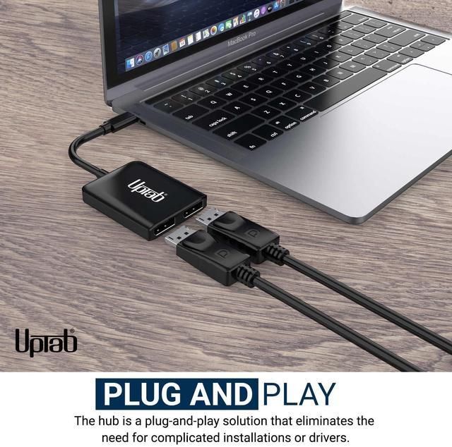 Alt view image 2 of 5 - USB C to Dual DisplayPort Adapter Hub, Extended Dual 4K 60Hz Display Port Multi Monitors Splitter for Thunderbolt 3/4 and USB4 Compatible Dell XPS 13 15, Lenovo Yoga, Samsung Chromebook, HP, and More