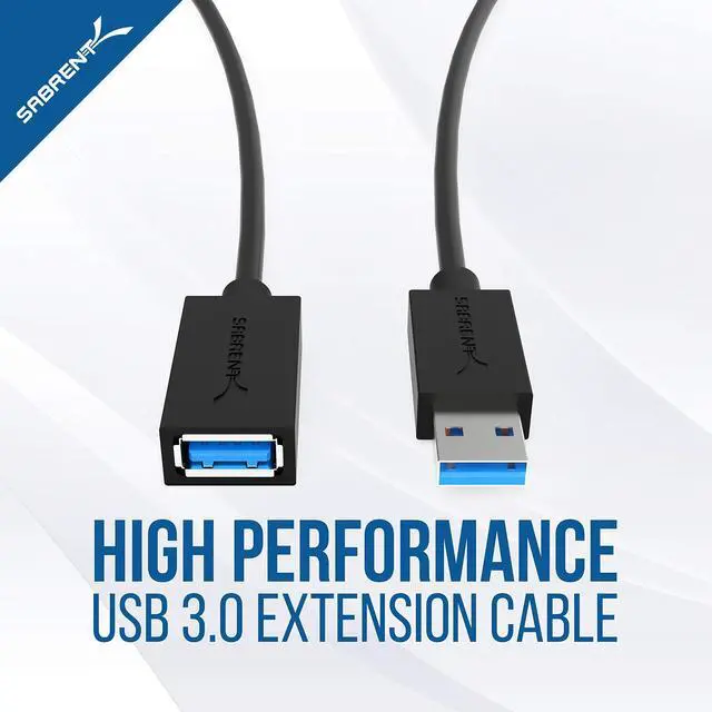 Alt view image 3 of 5 - Sabrent 4-Port USB 3.0 Hub + 22AWG 3 Feet USB 3.0 Extension Cable