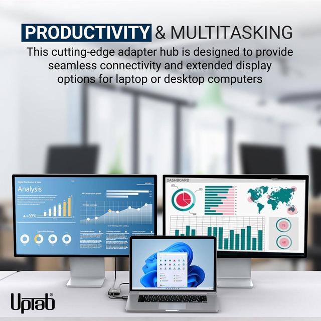 Alt view image 3 of 5 - USB C to Dual DisplayPort Adapter Hub, Extended Dual 4K 60Hz Display Port Multi Monitors Splitter for Thunderbolt 3/4 and USB4 Compatible Dell XPS 13 15, Lenovo Yoga, Samsung Chromebook, HP, and More
