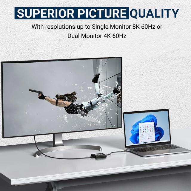 Alt view image 4 of 5 - USB C to Dual DisplayPort Adapter Hub, Extended Dual 4K 60Hz Display Port Multi Monitors Splitter for Thunderbolt 3/4 and USB4 Compatible Dell XPS 13 15, Lenovo Yoga, Samsung Chromebook, HP, and More