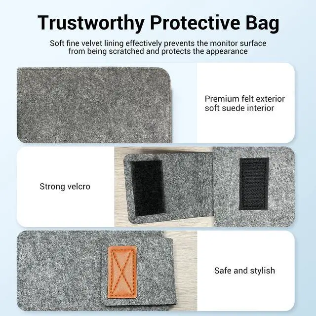 Alt view image 4 of 5 - InnoView Portable Monitor Case for Most Large Portable Monitor Durable Lightweight Protective Laptop Sleeve Felt Storage Bag Compatible UPERFECT Arzopa 18/18.5 Inch Laptop Screen Extender