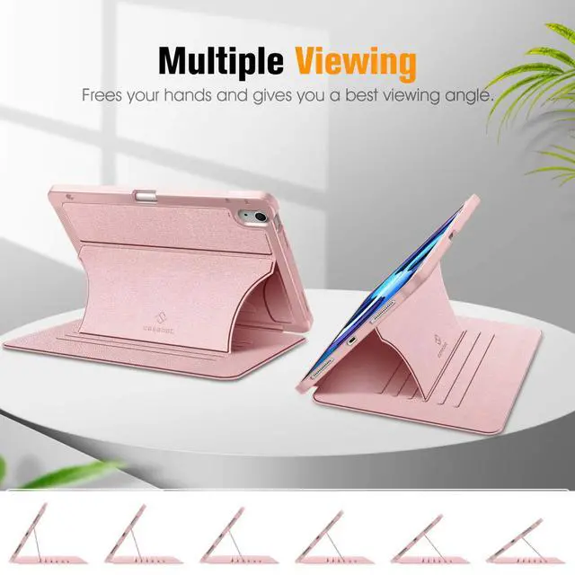 Alt view image 3 of 5 - Fintie Magnetic Stand Case for iPad Air 11-inch M3 (2025) / M2 (2024), iPad Air 5th (2022) / 4th Generation (2020) 10.9 Inch - Multiple Angles Shockproof TPU Cover with Pencil Holder, Rose Gold