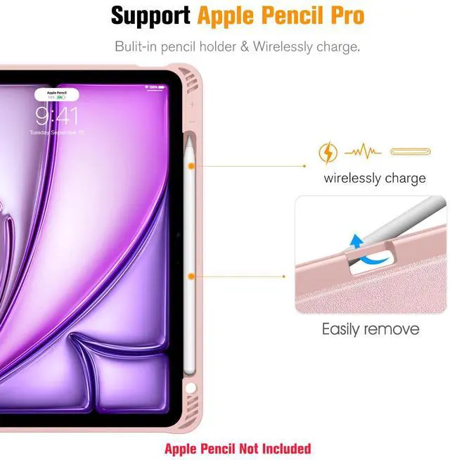 Alt view image 5 of 5 - Fintie Magnetic Stand Case for iPad Air 11-inch M3 (2025) / M2 (2024), iPad Air 5th (2022) / 4th Generation (2020) 10.9 Inch - Multiple Angles Shockproof TPU Cover with Pencil Holder, Rose Gold