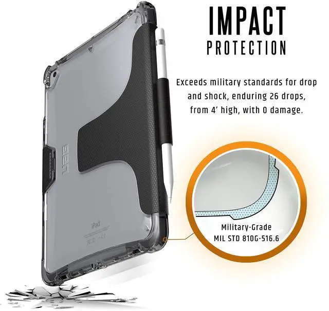 Alt view image 3 of 5 - UAG iPad 9.7 (2017 5th Gen & 2018 6th Gen)/iPad Pro 9.7-inch/iPad Air/iPad Air 2 Plyo Feather-Light Rugged [Ice] Military Drop Tested Case