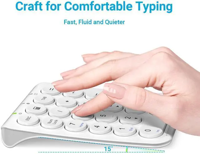 Alt view image 4 of 5 - iClever Number Pad, KP08 Bluetooth Number Pad, Ultra Slim and Lightweight, USB-C Charge, Number Pad for Laptop, iPad, Mac, iMac, Tablet, PC Desktop