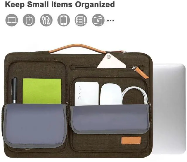 Alt view image 2 of 5 - MOSISO 360 Protective Laptop Case 13.3 inch, 13-13.3 inch Laptop Sleeve Compatible with MacBook Air/Pro 13 / Pro 14,HP Dell Acer ASUS,Side Open Carrying Case with 4 Zipper Pockets&Handle, Carob Brown