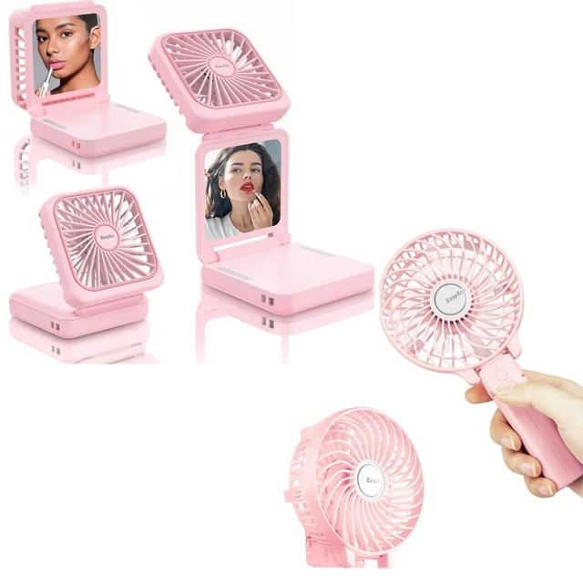 EasyAcc 2600mAh Mini Portable Fan + 5000mAh 3 in 1 Mini Makeup Fan ...