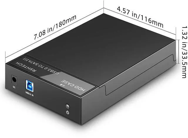 Alt view image 5 of 5 - Hard Drive Enclosure, RSHTECH USB 3.0 to SATA External Hard Drive Docking Station for 3.5 inch SATA I/II/III HDD SSD Up to 16TB Support UASP (Black)