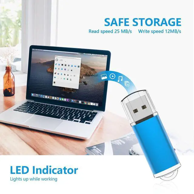 Alt view image 3 of 5 - KOOTION 1GB Flash Drive 10 Pack USB 2.0 Memory Stick Capped Jump Drive Thumb Drive, Blue