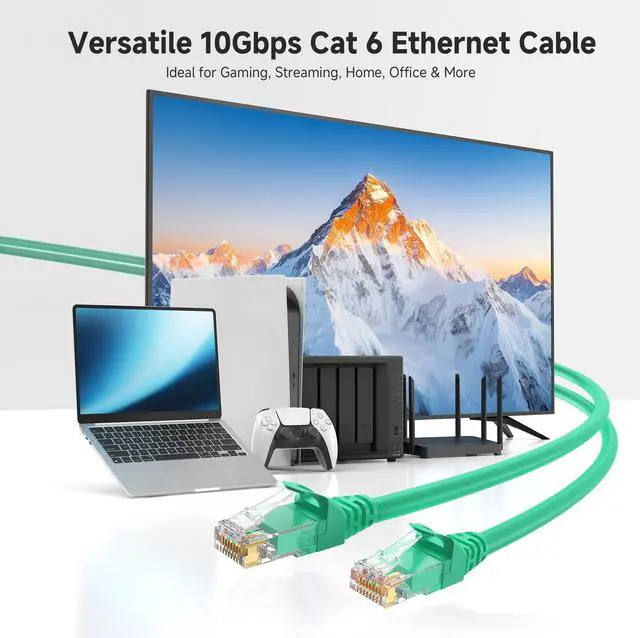 Alt view image 2 of 5 - Cable Matters 10Gbps Snagless Long Cat 6 Ethernet Cable - 100ft, Cat 6 Cable, Cat6 Cord, Ethernet Cord, Green