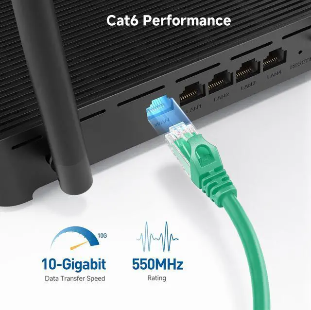 Alt view image 3 of 5 - Cable Matters 10Gbps Snagless Long Cat 6 Ethernet Cable - 100ft, Cat 6 Cable, Cat6 Cord, Ethernet Cord, Green