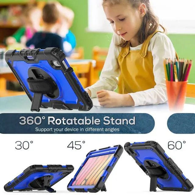 Alt view image 5 of 5 - Timecity Case for iPad Mini 7 (A17 Pro) 2024/ Mini 6 2021 8.3 inch, Full-Body Drop Protection Case with Screen Protector Pencil Holder&Rotating Stand Hand Strap for iPad Mini 7th/6th Gen-Dark Blue