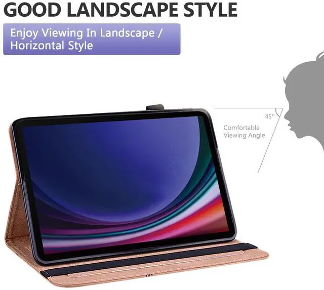 Alt view image 4 of 5 - Dteck Case for  Fire HD 10 Tablet (9th/7th/5th Generation,2019/2017/2015 Release),PU Leather Stand Folio Case with Pen Holder Elastic Band Protective Auto Wake/Sleep Wallet Case,Red Rose