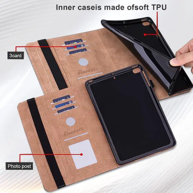 Alt view image 5 of 5 - Dteck Case for  Fire HD 10 Tablet (9th/7th/5th Generation,2019/2017/2015 Release),PU Leather Stand Folio Case with Pen Holder Elastic Band Protective Auto Wake/Sleep Wallet Case,Red Rose