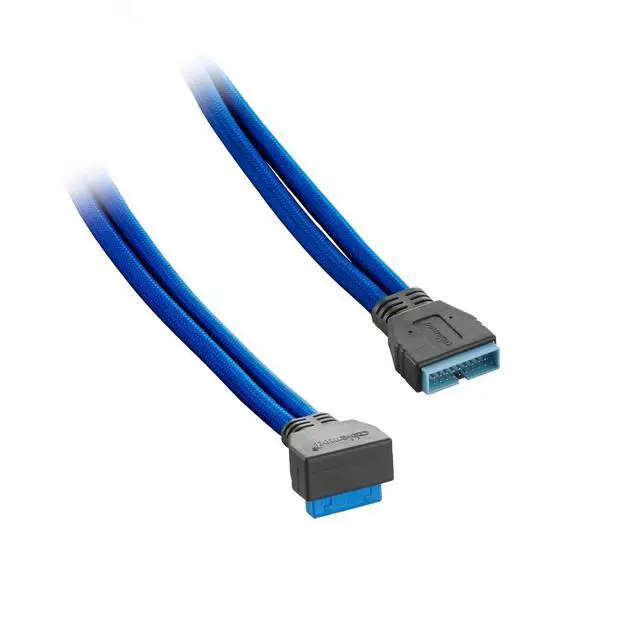 Alt view image 2 of 2 - CableMod ModMesh Sleeved Right Angle Internal USB 3.0 Cable (Blue, 50cm)