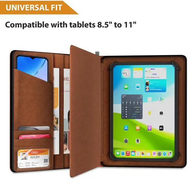 Alt view image 2 of 5 - Universal Padfolio Case - Tablet Portfolio Organizer with Notepad Holder - Compatible with iPad 10th 11th Gen, iPad Pro 11, iPad 7 8 9 10.2 10.9 and 9.7 inches