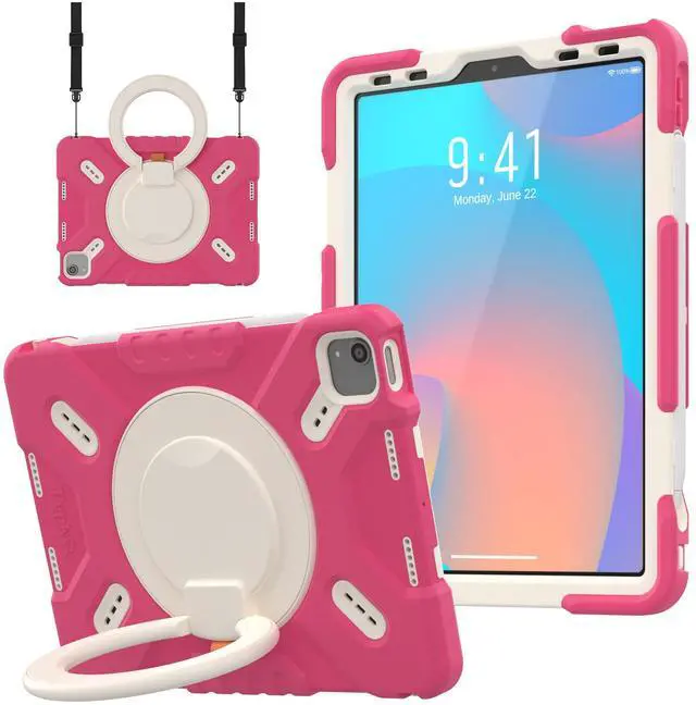 Main image of Triple Shockproof Case for iPad Air 5th/4th Generation 10.9 inch 2022/2020 and Pad Pro 11 Case 2022 2021 2020 2018 Gen, Kids Boy Girl Cover with Kickstand, Shoulder Strap (Pink)