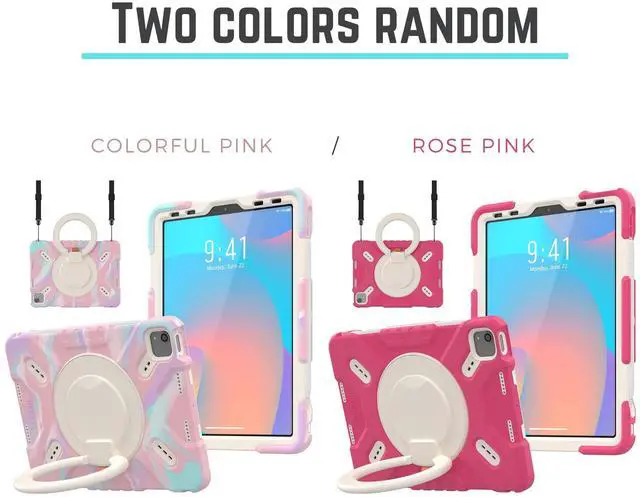 Alt view image 3 of 5 - Triple Shockproof Case for iPad Air 5th/4th Generation 10.9 inch 2022/2020 and Pad Pro 11 Case 2022 2021 2020 2018 Gen, Kids Boy Girl Cover with Kickstand, Shoulder Strap (Pink)