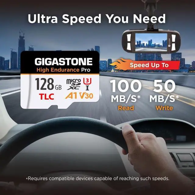Alt view image 2 of 5 - [5-Yrs Free Data Recovery] GIGASTONE 128GB Micro SD Card, High Endurance Pro Series Speed Up to 100MB/s, Compatible with REDTIGER ROVE VIOFO VANTRUE PRUVEEO ARIFAYZ Dash Cam, MicroSDXC UHS-I A1 V30 U3