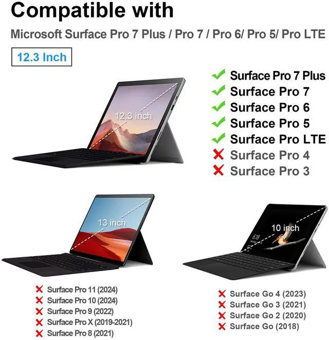 Alt view image 2 of 5 - Fintie Hard Case for Microsoft Surface Pro 7 Plus, Surface Pro 7/6/5/LTE, Shockproof Folio Protective Rugged Cover Compatible with Type Cover Keyboard + Original Kickstand (Black)