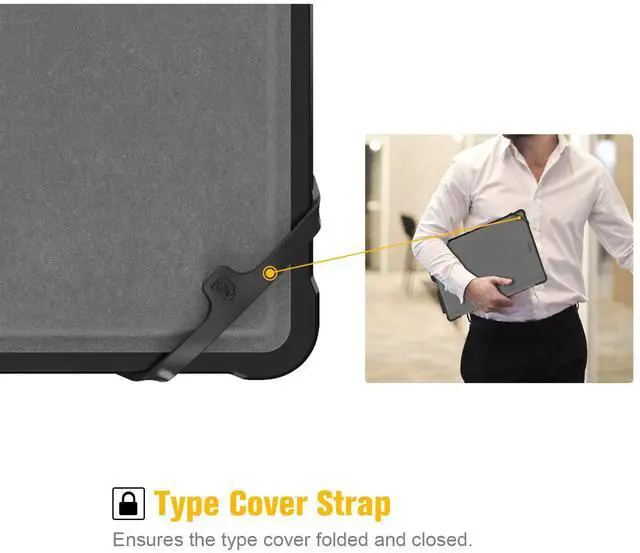 Alt view image 4 of 5 - Fintie Hard Case for Microsoft Surface Pro 7 Plus, Surface Pro 7/6/5/LTE, Shockproof Folio Protective Rugged Cover Compatible with Type Cover Keyboard + Original Kickstand (Black)