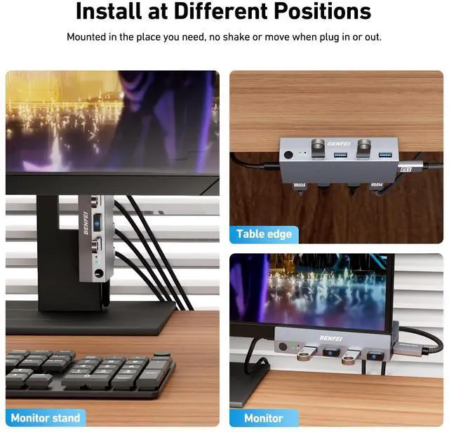 Alt view image 4 of 5 - BENFEI USB 3.0 HDMI KVM Switch(8K@60Hz) with 4 USB 3.0 Ports for 2 Computers Sharging Monitor Keyboard Mouse