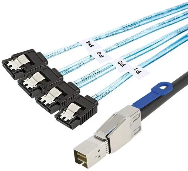 Main image of CableCreation SFF-8644 to 4 Sata 7 Pin Cable, External Mini SAS HD SFF-8644 to 4 Port SATA Cable, Hard Disk Data Server Raid Cable 1 Meter/ 3.3 FT