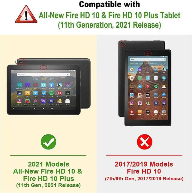 Alt view image 2 of 5 - Dteck Folio Case for All-New Kindle Fire HD 10 & Fire HD 10 Plus Tablet 11th Generation 10.1" 2021 Release,Shockproof Protective PU Leather Case with Hand Strap Smart Stand Magnetic Cover,Bookshelf