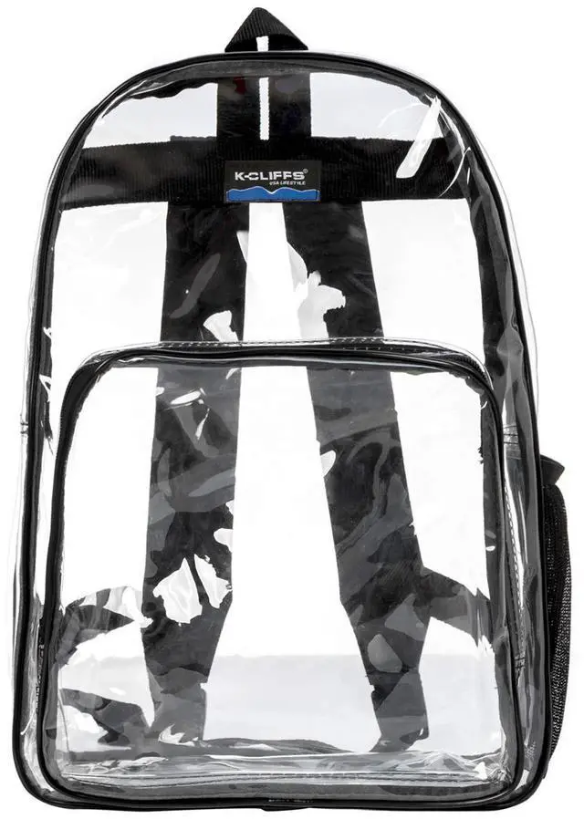 Alt view image 2 of 5 - K-Cliffs Clear Backpack Classic See Through Bookbag Basic Transparent Daypack Simple for Security Checkpoint Black V2