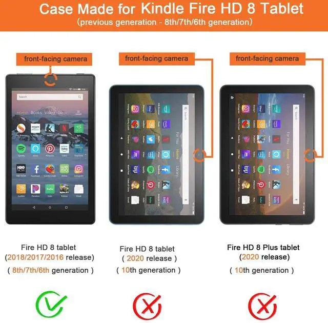 Alt view image 2 of 5 - Dteck for Fire HD 8 Tablet Case (8th/7th/6th Generation-2018/2017/2016 Release) 8", Lightweight Folio Case with Auto Sleep Wake & Stand Function, Hand Strap, Protective PU Leather Cute Cover, Lemon