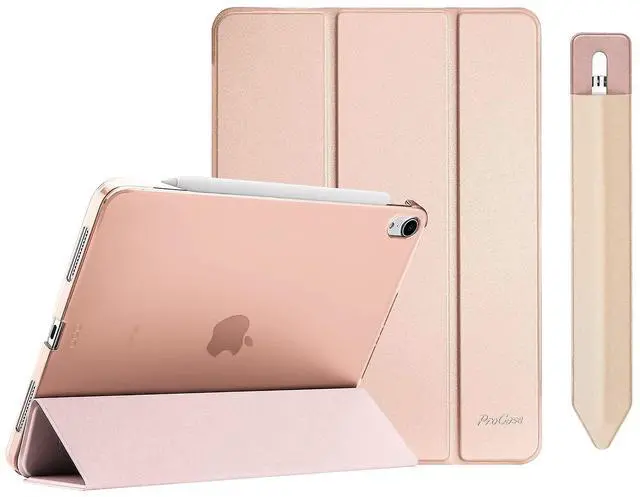 Main image of ProCase iPad Air 4 Case 10.9 Inch 2020 iPad Air 4th Generation Case A2316 A2324 A2325 A2072 Bundle with Pencil Holder Sticker for Apple Pencil 1st and 2nd Gen, Elastic Stylus Pocket Pouch Pen Sleeve