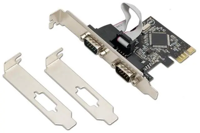 Main image of Dual Port Serial Industrial DB9 COM RS232 PCIe X1 Card for Desktop PC with Low Bracket Moschip MCS9922 SD-PEX15022