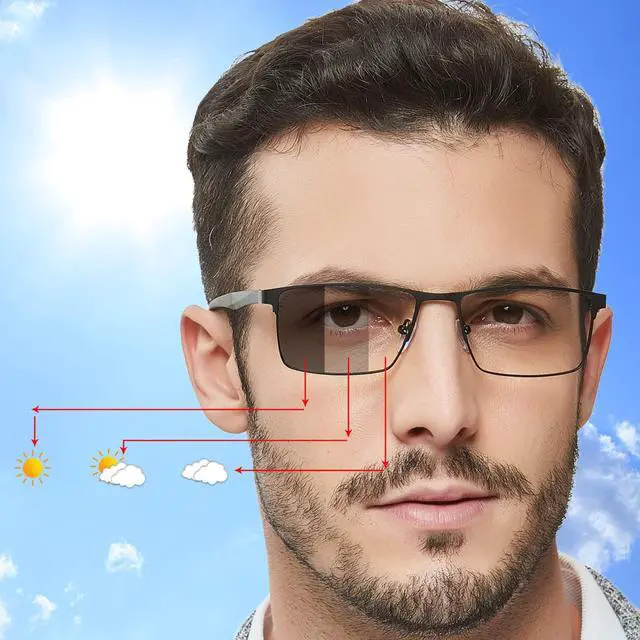 Alt view image 2 of 5 - OCCI CHIARI Men's Photochromic Blue Light Blocking Glasses Driving sunglasses UV Protection Outdoor Fishing Running Computer Eyewear (Black)