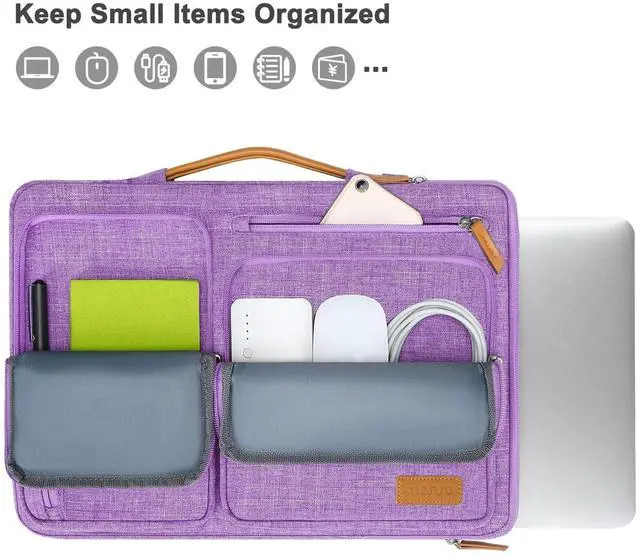 Alt view image 2 of 5 - MOSISO 360 Protective Laptop Case 13.3 inch, 13-14 inch Laptop Sleeve Compatible with MacBook Air/Pro 13 / Pro 14, HP Dell Acer ASUS, Side Open Carrying Case with 4 Zipper Pockets&Handle, Lilac