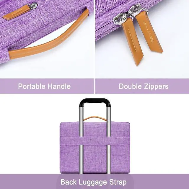 Alt view image 4 of 5 - MOSISO 360 Protective Laptop Case 13.3 inch, 13-14 inch Laptop Sleeve Compatible with MacBook Air/Pro 13 / Pro 14, HP Dell Acer ASUS, Side Open Carrying Case with 4 Zipper Pockets&Handle, Lilac