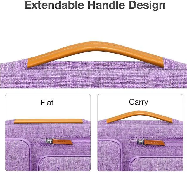 Alt view image 5 of 5 - MOSISO 360 Protective Laptop Case 13.3 inch, 13-14 inch Laptop Sleeve Compatible with MacBook Air/Pro 13 / Pro 14, HP Dell Acer ASUS, Side Open Carrying Case with 4 Zipper Pockets&Handle, Lilac
