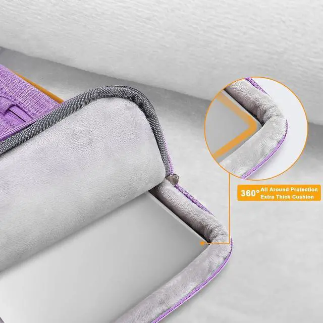 Alt view image 3 of 5 - MOSISO 360 Protective Laptop Case 13.3 inch, 13-14 inch Laptop Sleeve Compatible with MacBook Air/Pro 13 / Pro 14, HP Dell Acer ASUS, Side Open Carrying Case with 4 Zipper Pockets&Handle, Lilac