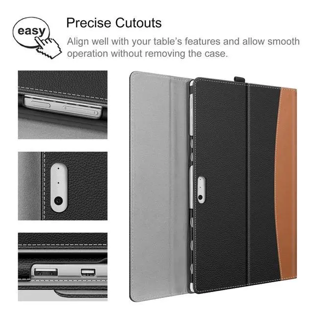 Alt view image 5 of 5 - Fintie Case for 12.3 Inch Microsoft Surface Pro 7 Plus, Surface Pro 7/6/5/4/3 - Portfolio Business Cover with Pocket, Compatible with Type Cover Keyboard, Black