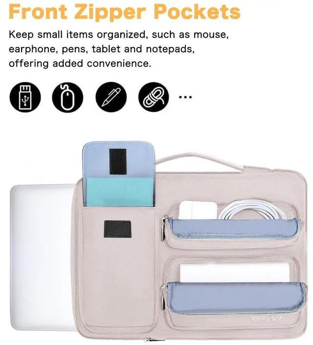 Alt view image 2 of 5 - MOSISO 360 Protective Laptop Case 13.3 inch, 13-13.3 inch Laptop Sleeve Compatible with MacBook Air/Pro 13 / Pro 14, HP Dell ASUS Lenovo,Side Open Bag with 2 Raised&1 Flapover Pockets, Stone Gray